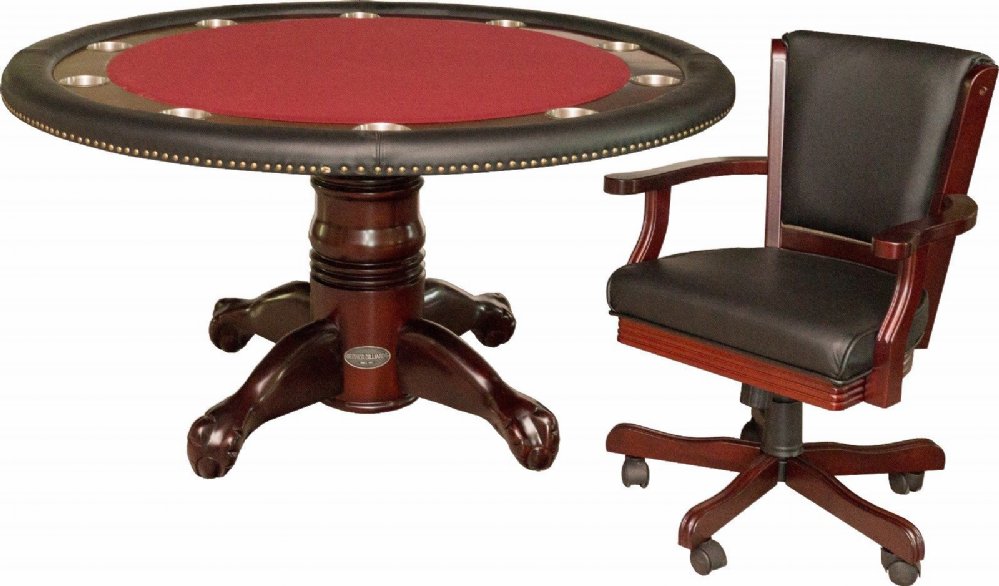 60 Round Poker Table 4 Chairs In Mahogany By Berner Billiards