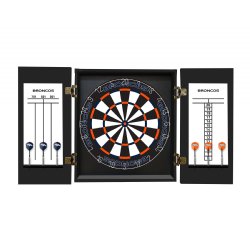 Denver Broncos Fan's Choice Dartboard, Dart & Cabinet Set in Black<BR>FREE SHIPPING